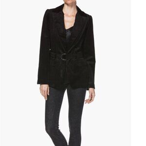 Paige Sorrenti Stretch Velvet Corduroy Belted Jacket Black Size XS